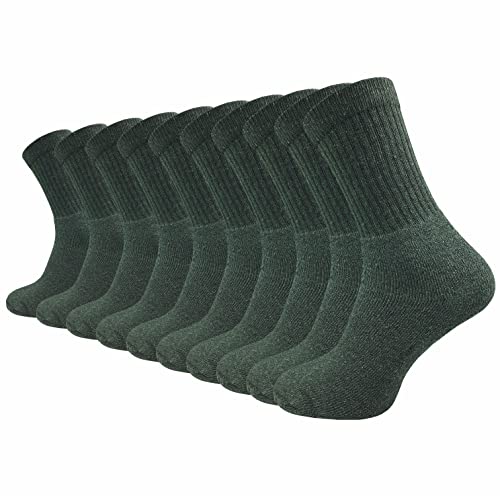 GAWILO Army- und Jagdsocken Herren & Damen (10 Paar) | Arbeitssocken mit verstärktem Frotteefuß | Freizeitsocken mit Komfortbund (35-38, grün) von GAWILO