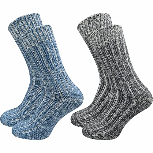 GAWILO Norwegersocken für Damen (2 Paar) | Extra warm & weich dank Wolle | Dicke Wintersocken für warme Füße an kalten Tagen | Auch als Thermosocke geeignet (35-38, farbig 2) von GAWILO