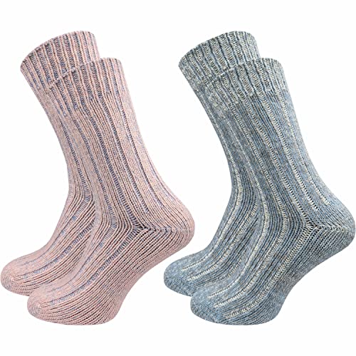 GAWILO Norwegersocken für Damen (2 Paar) | Extra warm & weich dank Wolle | Dicke Wintersocken für warme Füße an kalten Tagen | Auch als Thermosocke geeignet (39-42, farbig 1) von GAWILO