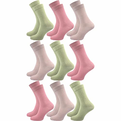GAWILO Venensocken für Damen (9 Paar) | Ohne Gummibund & ohne drückende Naht | Socken mit Komfortbund | Weich & bequem (farbig 2, 35-38) von GAWILO