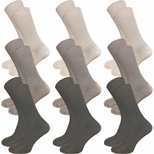 GAWILO Venensocken für Damen & Herren (9 Paar) | Ohne Gummi & ohne drückende Naht | Gesundheitssocken mit Komfortbund | Haltbar & bequem (39-42, grautöne) von GAWILO