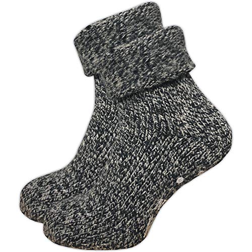 GAWILO Stoppersocken für Damen (1 Paar) | Rutschfeste Hausschuhsocken | Weiche, kuschlige & warme Socken mit Noppen (35-38, anthrazit melange) von GAWILO