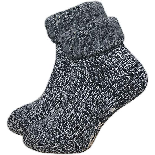 GAWILO Stoppersocken für Damen (1 Paar) | Rutschfeste Hausschuhsocken | Weiche, kuschlige & warme Socken mit Noppen (35-38, blau melange) von GAWILO