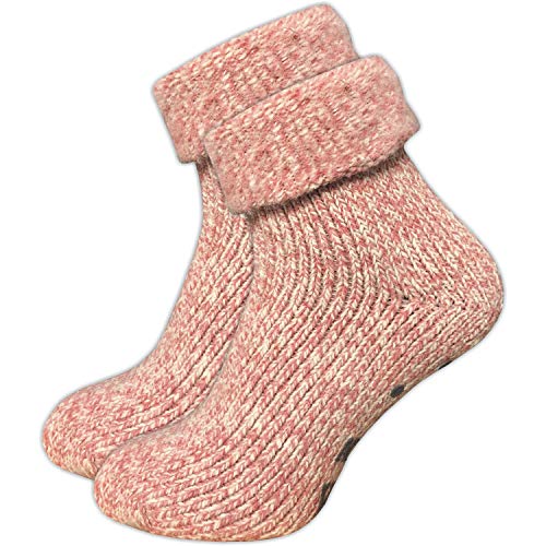 GAWILO Stoppersocken für Damen (1 Paar) | Rutschfeste Hausschuhsocken | Weiche, kuschlige & warme Socken mit Noppen (35-38, rosa melange) von GAWILO