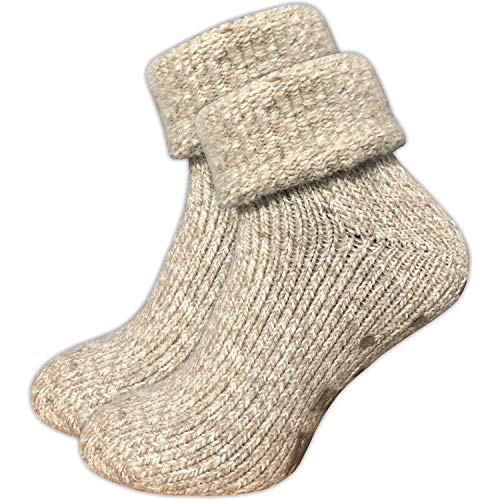 GAWILO Stoppersocken für Damen (1 Paar) | Rutschfeste Hausschuhsocken | Weiche, kuschlige & warme Socken mit Noppen (39-42, beige melange) von GAWILO