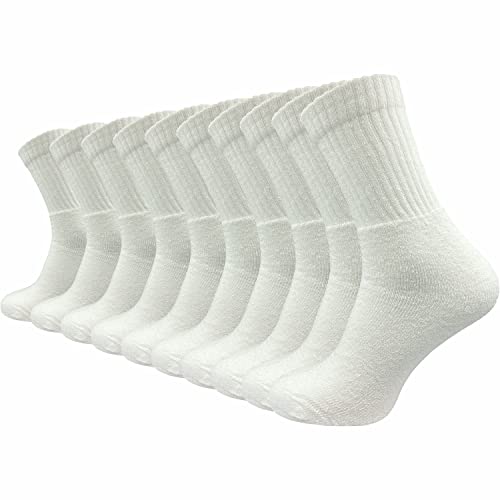 GAWILO Arbeitssocken Herren & Damen (10 Paar) | Tennissocken mit verstärktem Frotteefuß | Verstärkte Ferse & Spitze | Sportsocken mit Komfortbund (35-38, weiß) von GAWILO