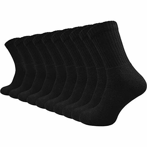 GAWILO Tennissocken Herren & Damen (10 Paar) | Arbeitssocken mit verstärktem Frotteefuß | Verstärkte Ferse & Spitze | Sportsocken mit Komfortbund (39-42, schwarz) von GAWILO