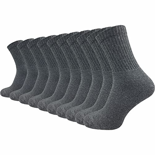 GAWILO Tennissocken Herren & Damen (10 Paar) | Arbeitssocken mit verstärktem Frotteefuß | Verstärkte Ferse & Spitze | Sportsocken mit Komfortbund (43-46, dunkelgrau) von GAWILO
