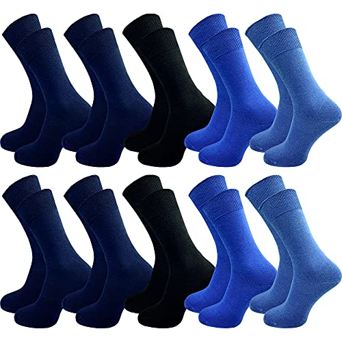 GAWILO 10 Paar Herren Socken – 100% Baumwolle - ohne Gummidruck - ohne drückende Zehennaht (43-46, farbig 2) von GAWILO