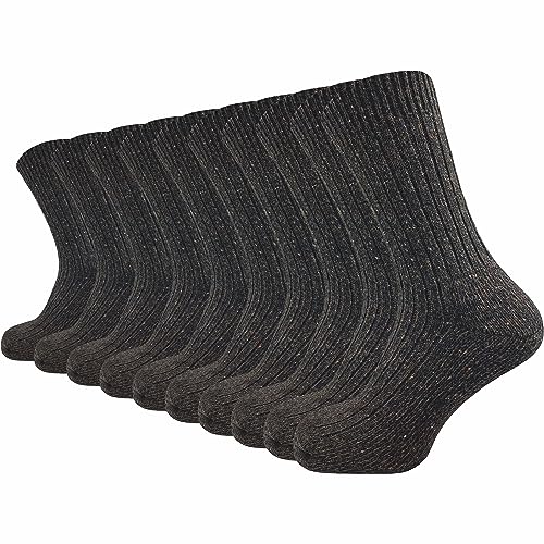 GAWILO warme & gepolsterte Herren Norweger Socken aus 70% Wolle (10 Paar) | dicke Fersenpolster mit Plüschsohle | Outdoorsocken gegen kalte Füße (51-54, braun) von GAWILO