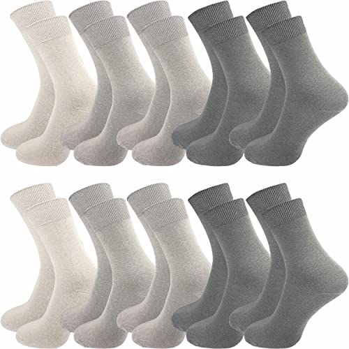 GAWILO Socken aus 100% Baumwolle (10 Paar) | Ohne drückende Naht, mit venenfreundlichem Komfortbund | Baumwollsocken für Damen & Herren (35-38, grautöne) von GAWILO