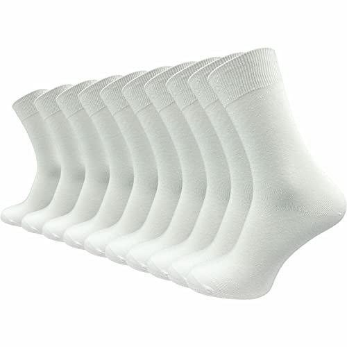 GAWILO Socken aus 100% Baumwolle (10 Paar) | Ohne drückende Naht, mit venenfreundlichem Komfortbund | Baumwollsocken für Damen & Herren (47-50, weiß) von GAWILO