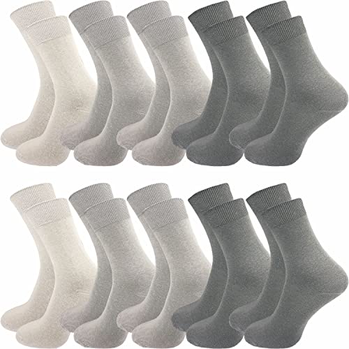 GAWILO Socken aus 100% Baumwolle (10 Paar) | Ohne drückende Naht, mit venenfreundlichem Komfortbund | Baumwollsocken für Damen & Herren (43-46, grautöne) von GAWILO
