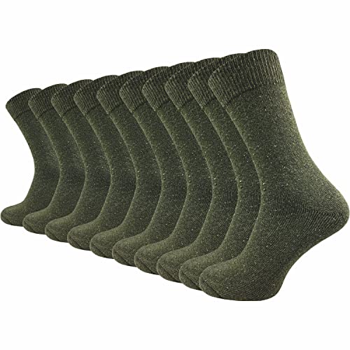 GAWILO dicke & warme Herren Army Socken (10 Paar) | robuste Jagdsocken mit dicker Frotteesohle aus 70% Wolle | ideal auch als Arbeitssocken (DE/NL/SE/PL, Numerisch, 39, 42, Regular, Regular, grün) von GAWILO