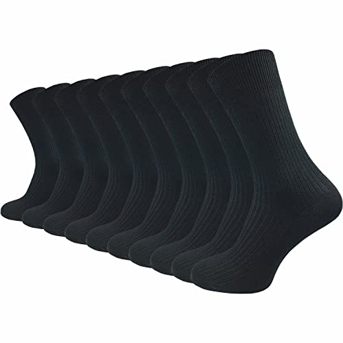 GAWILO 10 Paar Socken aus 100% Baumwolle für Herren in schwarz oder weiß | reine Baumwollsocken mit stabilisierender Rippe (as3, numeric, numeric_43, numeric_46, regular, regular, schwarz) von GAWILO