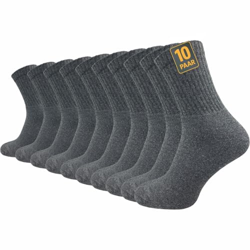 GAWILO Army- und Jagdsocken Herren & Damen (10 Paar) | Arbeitssocken mit verstärktem Frotteefuß | Freizeitsocken mit Komfortbund (47-50, grau) von GAWILO