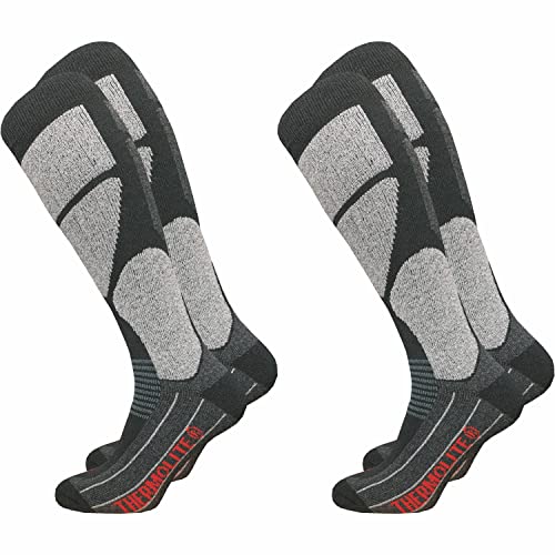 GAWILO 2 Paar Damen THERMOLITE® Skisocken – Snowboardsocken – Funktionssocken mit Spezialpolsterung (35-38, dunkelgrau) von GAWILO