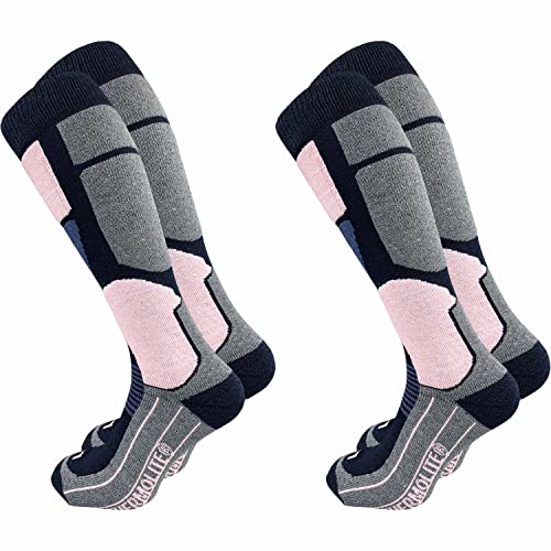 GAWILO 2 Paar Damen THERMOLITE® Skisocken – Snowboardsocken – Funktionssocken mit Spezialpolsterung (35-38, mittelgrau) von GAWILO