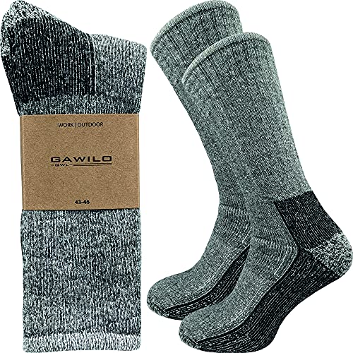 GAWILO Herren Thermosocken (2er-Pack) | extra warm & dick mit Merinowolle | Wintersocken - ideal auch als Arbeitssocken (47-50, grau) von GAWILO