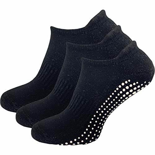 GAWILO Damen Yoga & Pilates Socken (3 Paar) | Stopper Socken | sicherer Halt auf glatten Böden, ohne drückende Zehennaht | mit rutschfesten Noppen (schwarz, 35-38) von GAWILO