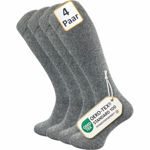 GAWILO Damen & Herren Kompressionsstrümpfe (4 Paar) | Stützstrümpfe | Reise & Flug Kniestrümpfe aus atmungsaktiver Baumwolle (as3, numeric, numeric_39, numeric_42, regular, regular, grau) von GAWILO