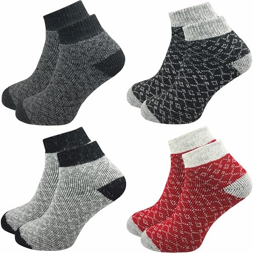 GAWILO 4 Paar hochwertige Kinder Winter Socken – Wollsocken - im „winterlichen“ Look (23-26, farbig 1) von GAWILO