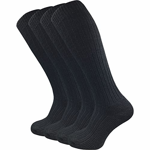 GAWILO 4 Paar warme Herren Norweger Kniestrümpfe mit extra dicker Plüschsohle (as3, numeric, numeric_47, numeric_50, regular, regular, schwarz, 47-50) von GAWILO