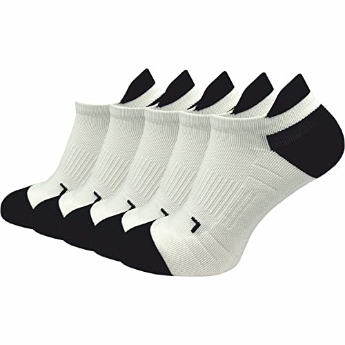 GAWILO 5 Paar Kurze Herren Laufsocken mit Kompression | Sportsocken | Anti-Blasen Schutz | Atmungsaktiv & Feuchtigkeitsregulierend (weiß, 39-42) von GAWILO