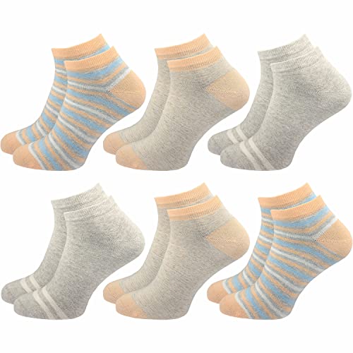 GAWILO Sneaker Socken für Damen (6 Paar) | Stylische, bunte Freizeitsocken ohne Naht | Kein Verrutschen beim Gehen (35-38, farbig 1) von GAWILO