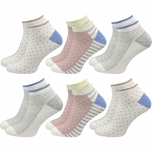 GAWILO Sneaker Socken für Damen (6 Paar) | Stylische, bunte Freizeitsocken ohne Naht | Kein Verrutschen beim Gehen (35-38, farbig 4) von GAWILO