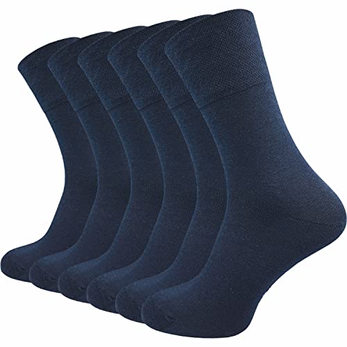 GAWILO 6 Paar Damen Socken ohne Gummidruck – extra breites Bündchen - hoher Baumwollanteil - ohne drückende Zehennaht - ideal für Diabetiker (35-38, blau) von GAWILO