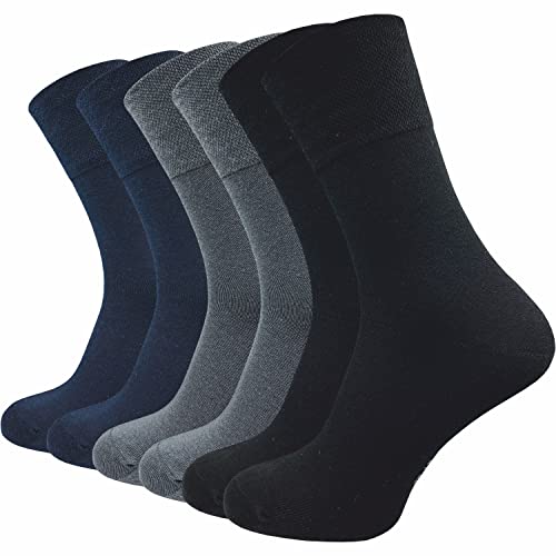 GAWILO 6 Paar Damen Socken ohne Gummidruck – extra breites Bündchen - hoher Baumwollanteil - ohne drückende Zehennaht - ideal für Diabetiker (35-38, farbig 1) von GAWILO