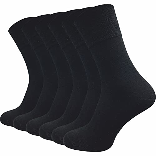 GAWILO 6 Paar Damen Socken ohne Gummidruck – extra breites Bündchen - hoher Baumwollanteil - ohne drückende Zehennaht - ideal für Diabetiker (35-38, schwarz) von GAWILO