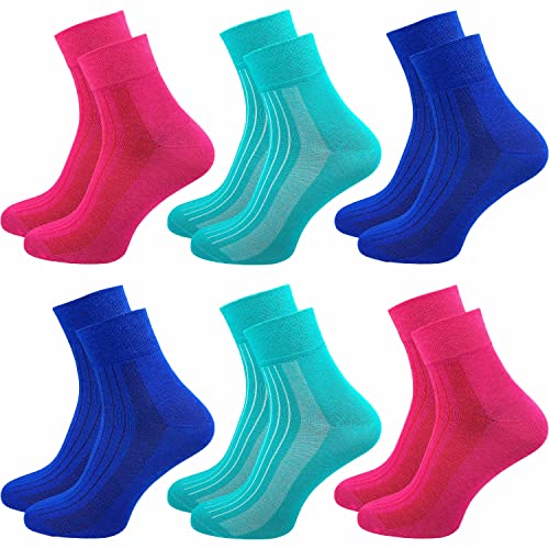 GAWILO Damen Wellnesssocken (6 Paar) | Ohne Gummibund & ohne Naht | Venensocken mit Komfortbund & verstärkten Belastungszonen (35-38, farbig 1) von GAWILO