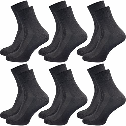 GAWILO Damen Wellnesssocken (6 Paar) | Ohne Gummibund & ohne Naht | Venensocken mit Komfortbund & verstärkten Belastungszonen (39-42, schwarz) von GAWILO