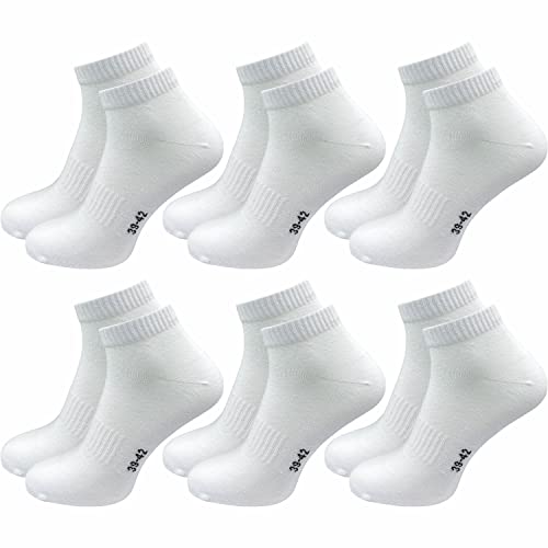 GAWILO Sportsocken ohne Naht (6 Paar) | Kurze Socken für Damen und Herren | Dank Rippschaft kein Verrutschen und kein Faltenwurf (35-38, weiß) von GAWILO