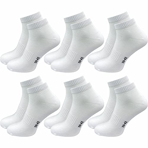 GAWILO Sportsocken ohne Naht (6 Paar) | Kurze Socken für Damen und Herren | Dank Rippschaft kein Verrutschen und kein Faltenwurf (39-42, weiß) von GAWILO