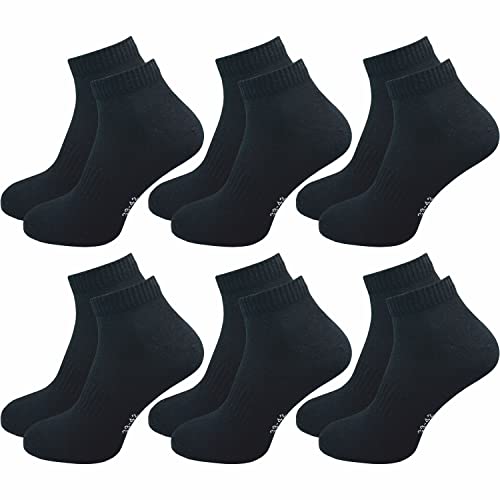 GAWILO Sportsocken ohne Naht (6 Paar) | Kurze Socken für Damen und Herren | Dank Rippschaft kein Verrutschen und kein Faltenwurf (47-50, schwarz) von GAWILO