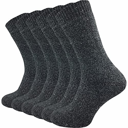 GAWILO 6 Paar warme Herren Thermo Norweger Socken – mit hohem Wollanteil - Vollplüsch (43-46, grau) von GAWILO