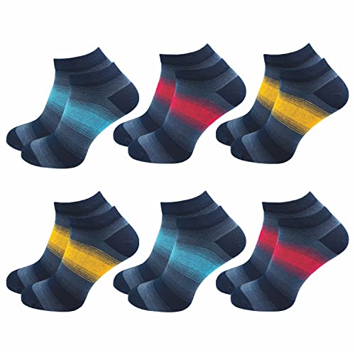 GAWILO Sneaker Socken (6 Paar) | Blickdichte, bunte Socken mit hohem Baumwollanteil sind atmungsaktiv | Ohne drückende Naht über den Zehen (47-50, farbig 1) von GAWILO