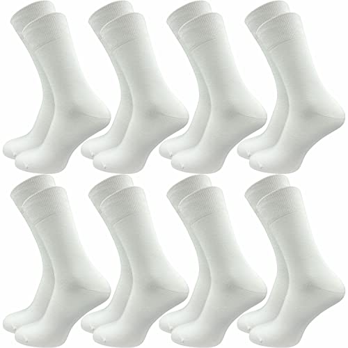 GAWILO Herren Socken aus 100% Baumwolle (8 Paar) | Ohne drückende Naht | Baumwollsocken mit verstärkter Ferse & Fußspitze (39-42, weiß) von GAWILO