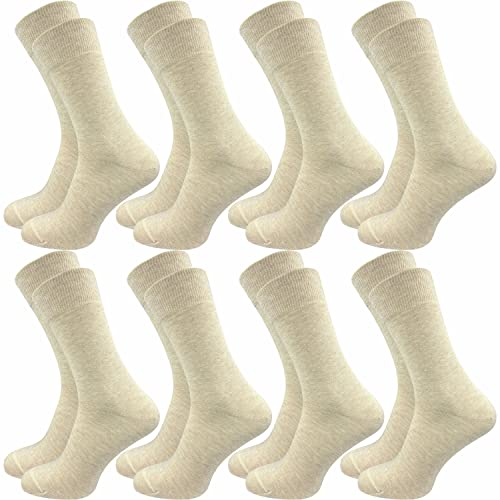 GAWILO Herren Socken aus 100% Baumwolle (8 Paar) | Ohne drückende Naht | Baumwollsocken mit verstärkter Ferse & Fußspitze (43-46, beige) von GAWILO