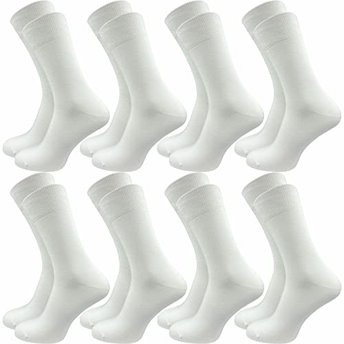 GAWILO Herren Socken aus 100% Baumwolle (8 Paar) | Ohne drückende Naht | Baumwollsocken mit verstärkter Ferse & Fußspitze (43-46, weiß) von GAWILO