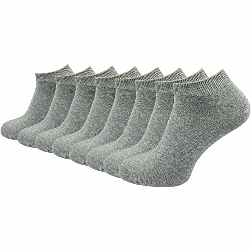 GAWILO Damen & Herren Sneaker Socken aus 100% reiner Baumwolle (8 Paar) | kurze & dünne Natur Füßlinge | ohne drückende Naht über den Zehen | verstärkt & atmungsaktiv (35-38, hellgrau) von GAWILO