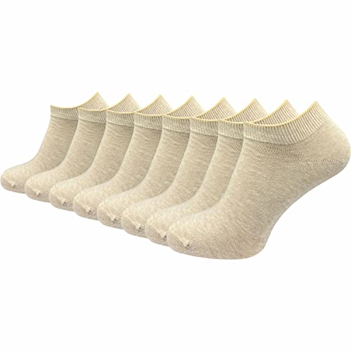 GAWILO Damen & Herren Sneaker Socken aus 100% reiner Baumwolle (8 Paar) | kurze & dünne Natur Füßlinge | ohne drückende Naht über den Zehen | verstärkt & atmungsaktiv (47-50, beige) von GAWILO