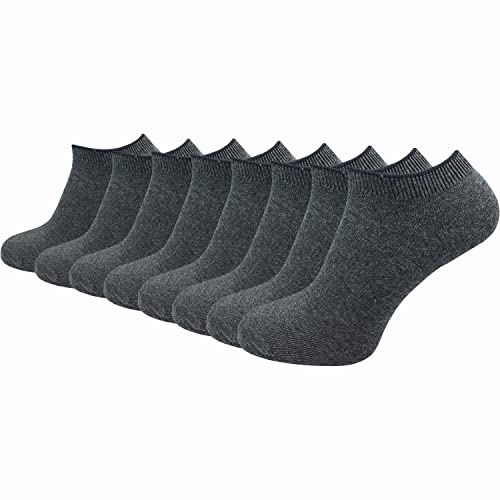 GAWILO Damen & Herren Sneaker Socken aus 100% reiner Baumwolle (8 Paar) | kurze & dünne Natur Füßlinge | ohne drückende Naht über den Zehen | verstärkt & atmungsaktiv (47-50, grau) von GAWILO