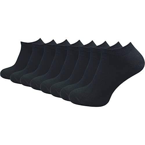 GAWILO Damen & Herren Sneaker Socken aus 100% reiner Baumwolle (8 Paar) | kurze & dünne Natur Füßlinge | ohne drückende Naht über den Zehen | verstärkt & atmungsaktiv (35-38, schwarz) von GAWILO