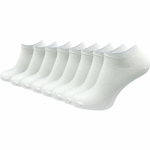 GAWILO Damen & Herren Sneaker Socken aus 100% reiner Baumwolle (8 Paar) | kurze & dünne Natur Füßlinge | ohne drückende Naht über den Zehen | verstärkt & atmungsaktiv (35-38, weiß) von GAWILO