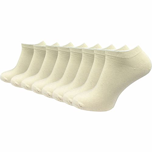 GAWILO Damen & Herren Sneaker Socken aus 100% reiner Baumwolle (8 Paar) | kurze & dünne Natur Füßlinge | ohne drückende Naht über den Zehen | verstärkt & atmungsaktiv (47-50, Natur) von GAWILO