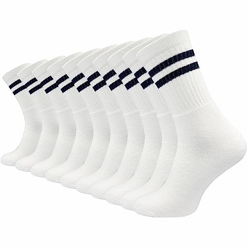 GAWILO Arbeitssocken Herren & Damen (10 Paar) | Tennissocken mit verstärktem Frotteefuß | Verstärkte Ferse & Spitze | Sportsocken mit Komfortbund (35-38, weiß (retro)) von GAWILO